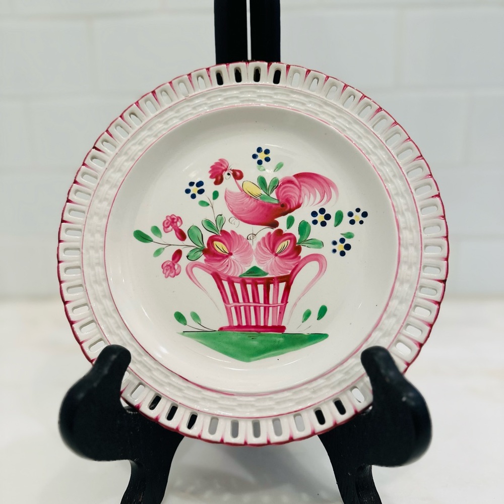 Antique Luneville K&G France Chanteclerc Red Rooster salad plate